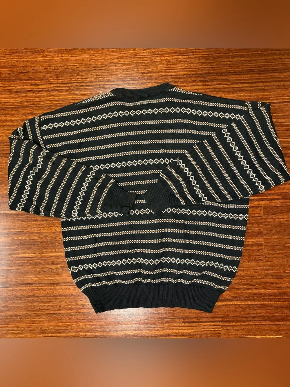 Vintage 90s Claiborne Striped Knit Cotton Sweater Made in USA Mens Large
